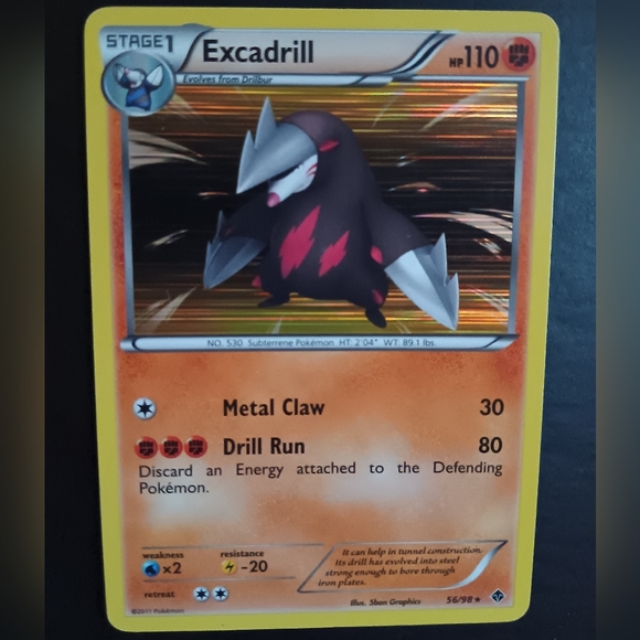 Excadrill Pokemon Card - Emerging Powers - 56/98 Rare Holo - Picture 2 of 9
